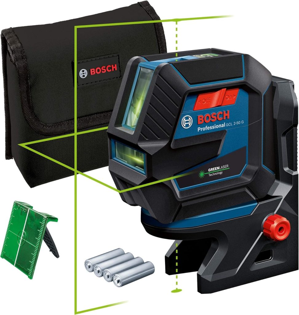Bosch Nivel GCL 2-50 G Láser Verde, Interior, Soporte RM 10, 4 x Pilas AA, en Caja, Multicolor, Alcance hasta 15 m