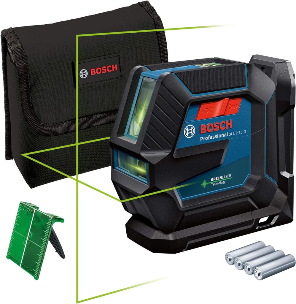 Bosch Professional Nivel Láser de interior GLL 2-15 G (láser verde, soporte LB 10, alcance visible: hasta 15 m, 4x pilas AA, en caja)