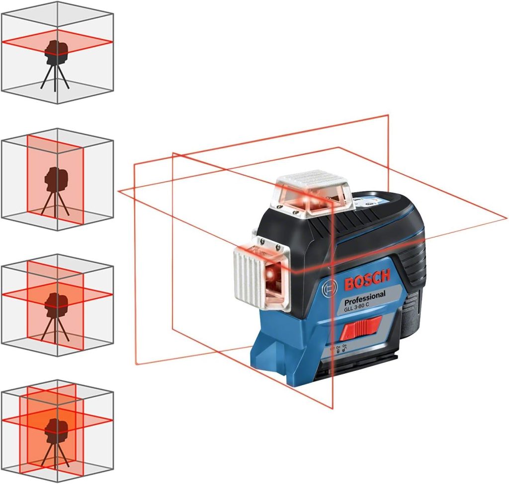 Bosch Professional nivel láser GLL 3-80 C + medidor de distancias GLM 20 (1 batería de 12 V, láser rojo, con función de aplicación, alcance: hasta 30 m, en L-BOXX)
