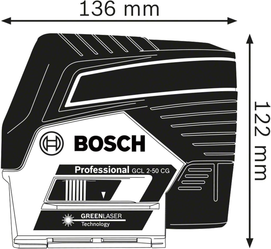 Bosch Professional Sistema 12V Nivel Láser GCL 2-50 CG (sin batería y cargador, láser verde, c/función aplicación, soporte, alcance visible: hasta 20 m, en L-BOXX)