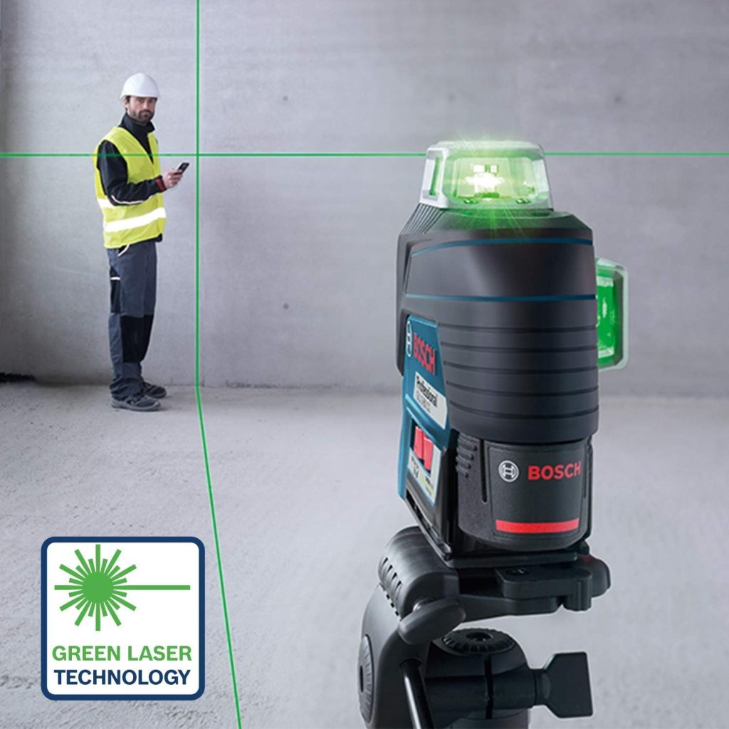 Bosch Professional Sistema de 12 V Nivel láser GLL 3-80 Cg (2 baterías de 12 V, cargador, láser verde, función de W/App, montaje, rango de trabajo: hasta 30 m, en L-BOXX) - Juego exclusivo de Amazon