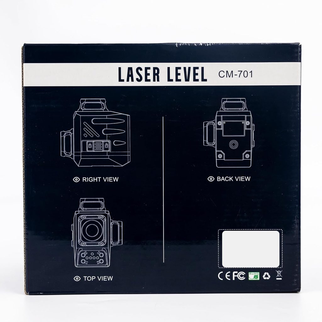 CIGMAN CM701 Nivel Láser de Línea, Autonivelante 360 Grados, 3x360°, 3D Nivelador, 30M Alcance, Con Control Remoto, Doble Soporte, Estuche acolchado, Batería Recargable, IP54