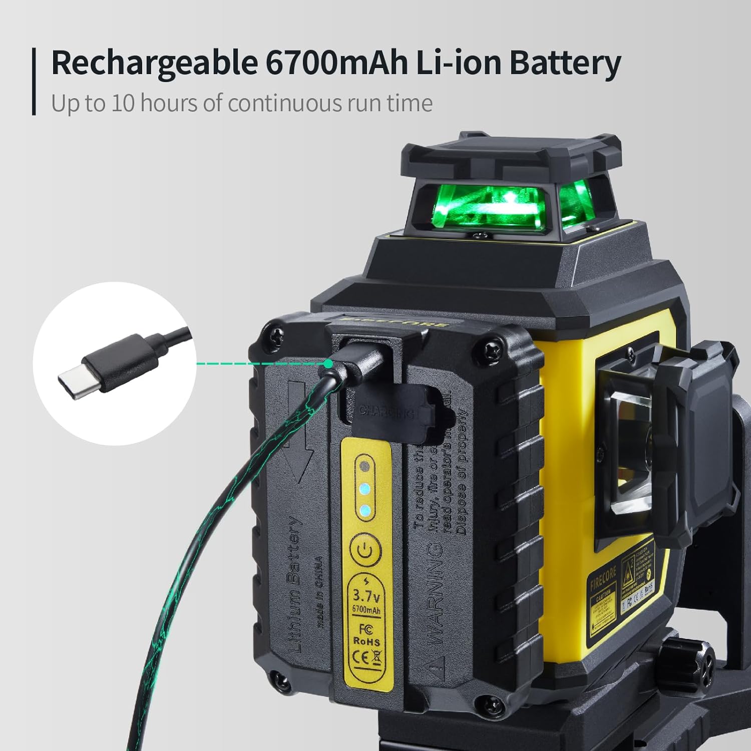 Review del láser nivelador 4 x 360° con batería de iones de litio