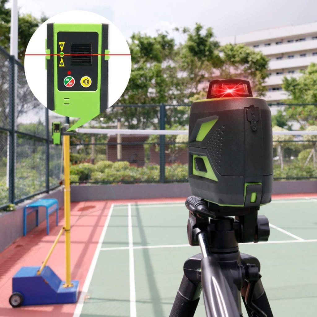 Huepar 603CR Nivel láser autonivelante rojo 3x360 línea cruzada 25m nivelación y alineación en tres planos - Dos líneas verticales 360° y una línea horizontal 360° - Base giratoria magnética
