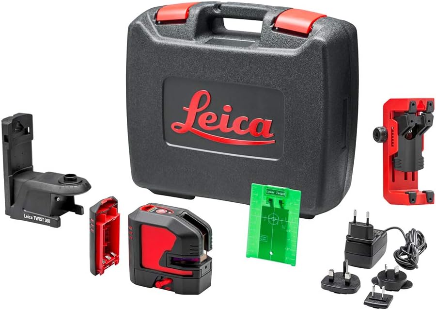 Leica Lino L2P5G: Nivel láser de punto y líneas cruzadas con batería Li-Ion, cargador, adaptador magnético innovador y soporte para pared en una carcasa (láser verde, alcance de trabajo: 35 m)
