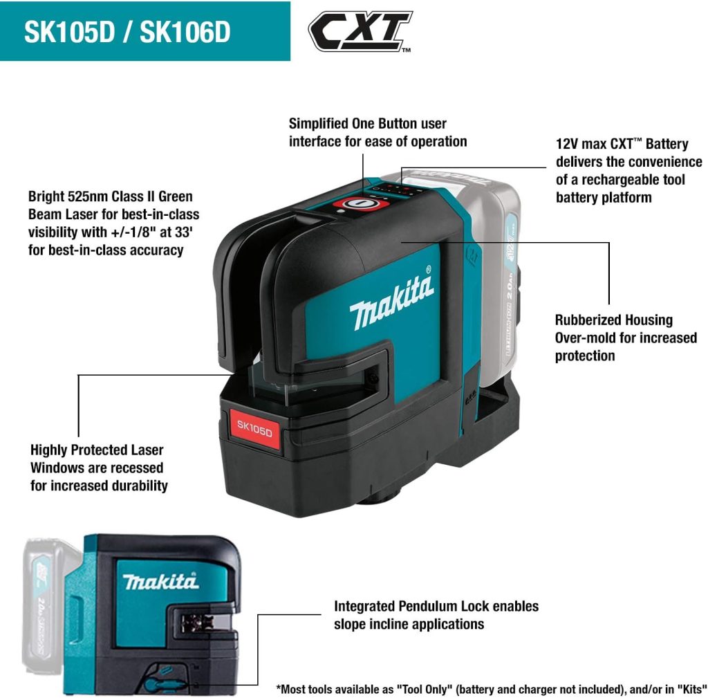 Makita Nivel láser en cruz 12Vmax CXT / SK105DZ