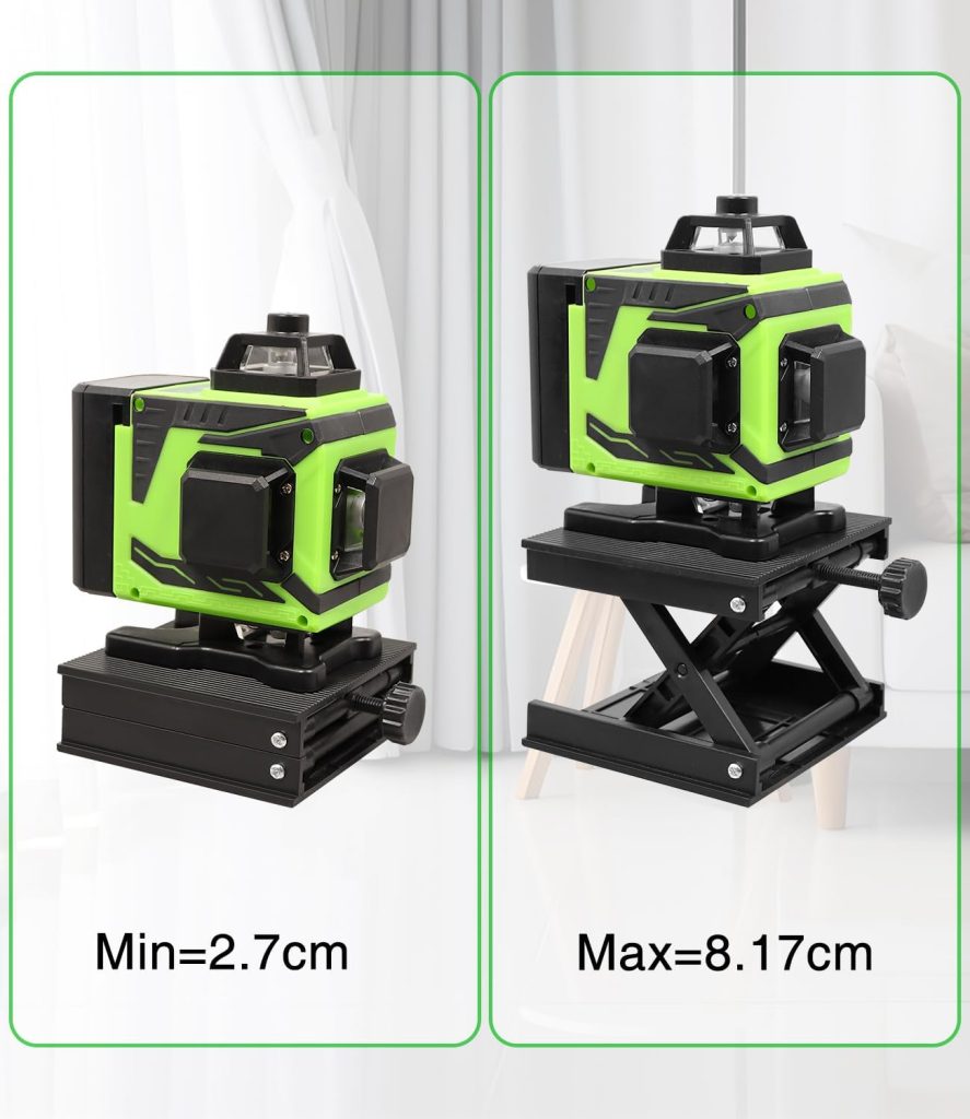 Nivel Laser Autonivelante 4 X 360 °,4d 16 LíNeas Nivel Laser de LíNeas Cruzadas con 2 Pantalla Digital BateríA Recargable,Base MagnéTica Giratoria 360°,AutonivelacióN Y Modo de Pulso Al Aire Libre
