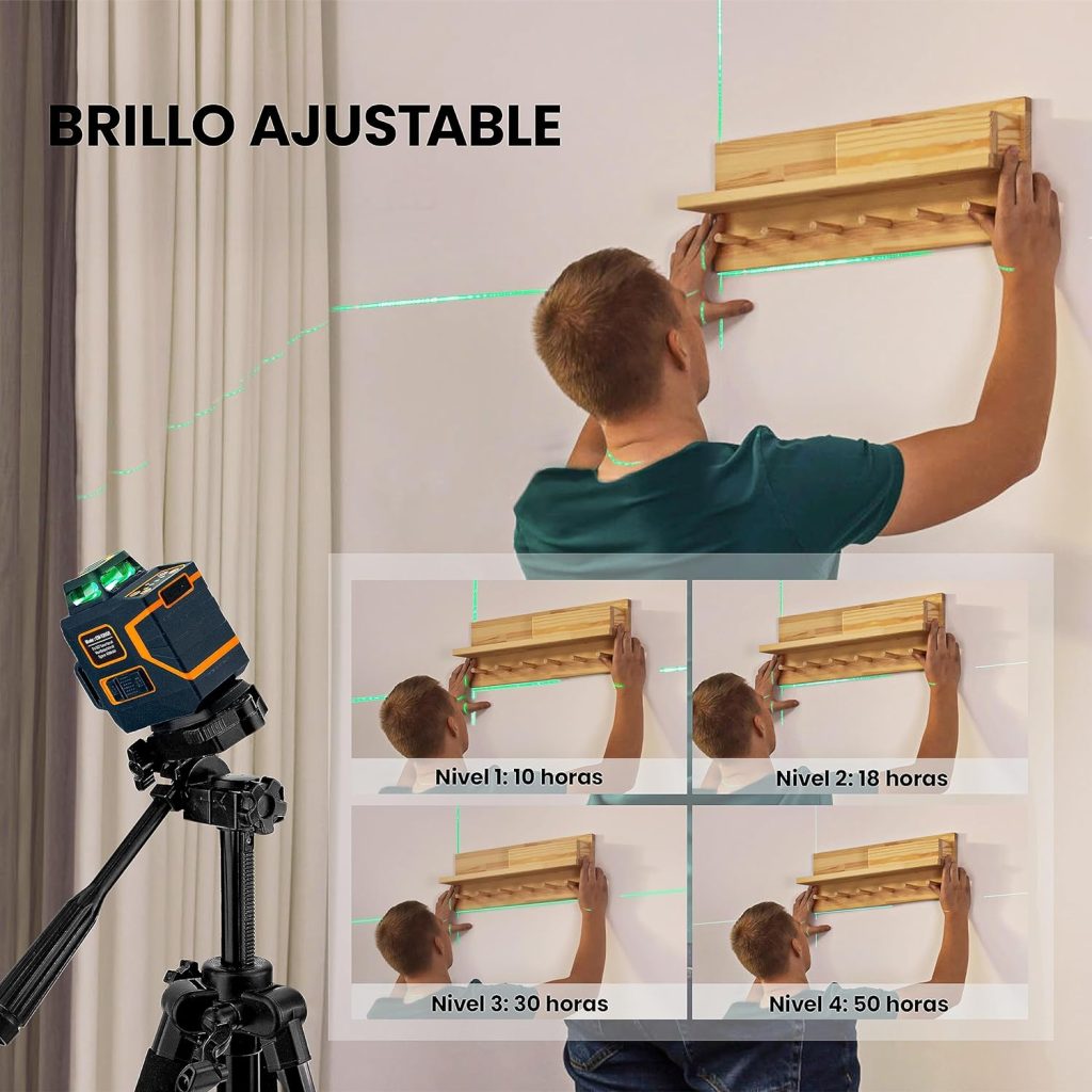 Nivel Láser verde CIGMAN CM701SE 3X360°, Nivel Automático Profesional, Batería de Litio Recargable por USB, Equipado con control remoto para operación remota, Brillo Ajustable, Modo Pulso, IP54